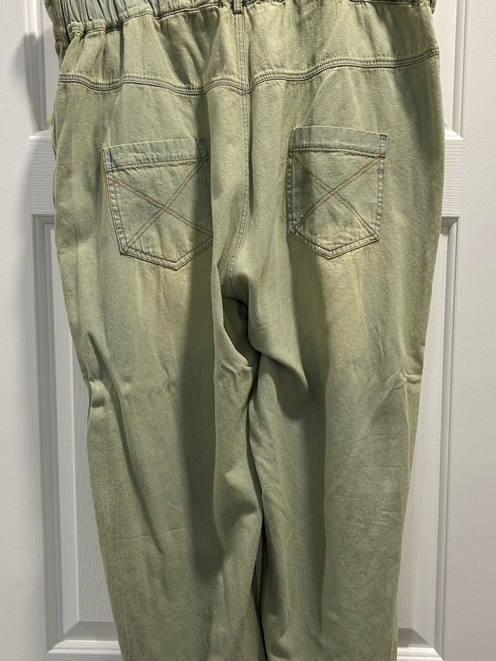 A Rare Bird Green Patchwork Ankle Pants with Embroidered Motifs - Picture 2 of 3